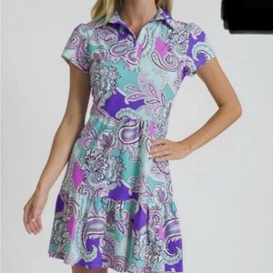 NWT Jude Connally XS Paisley Dress - Purple and Green